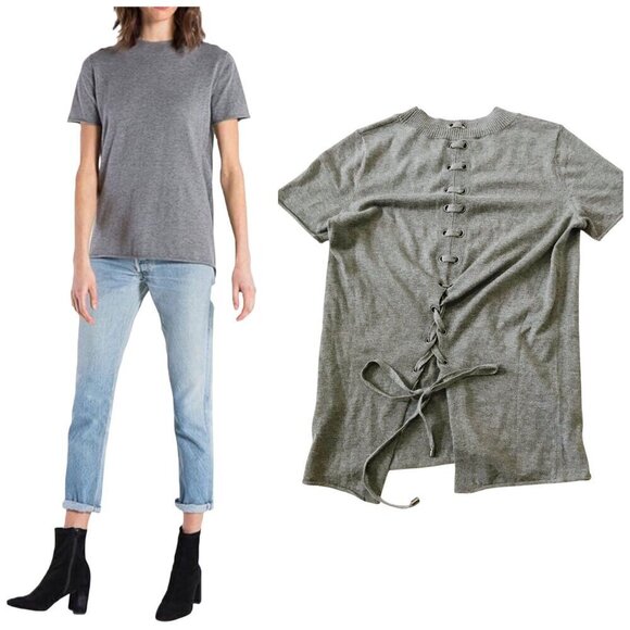 n:PHILANTHROPY Graves Lace Back Sweater, Size XS, Gray - Picture 1 of 13